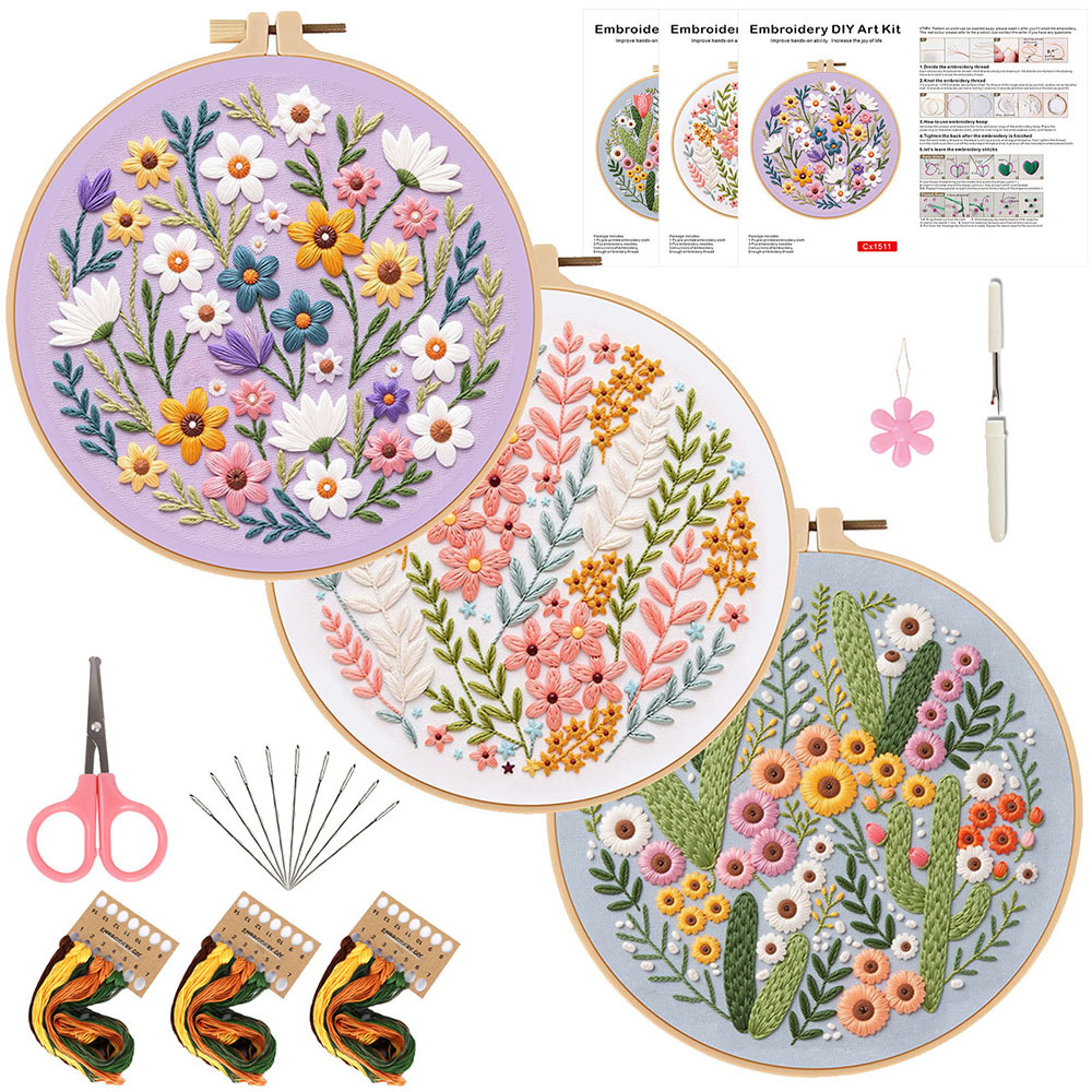 Embroidery Guide Paper - Kit de broderie DIY floral pour