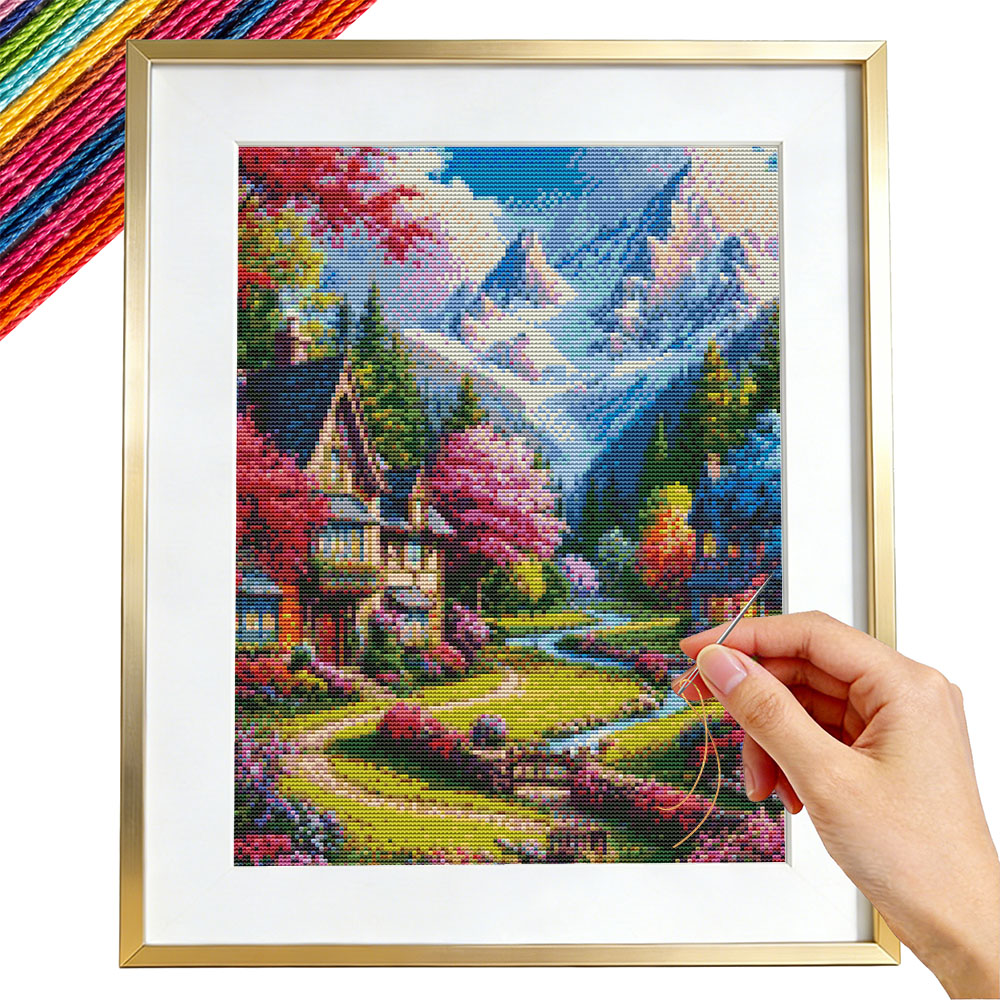 Embroidery Guide Paper - Kit de broderie Paysage de maison