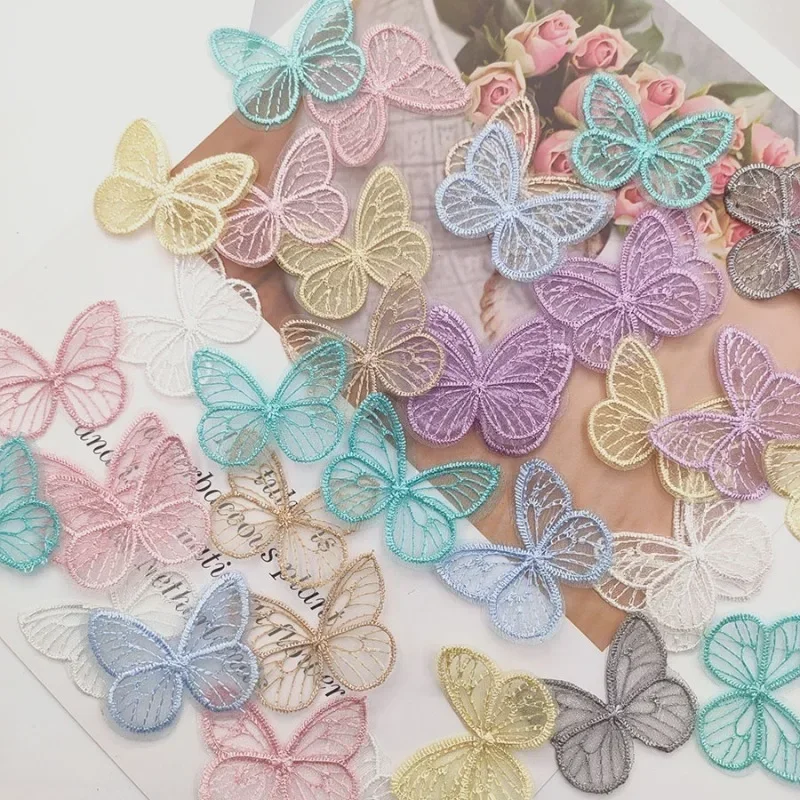 Embroidery Web - Patchs en tissu papillon en maille