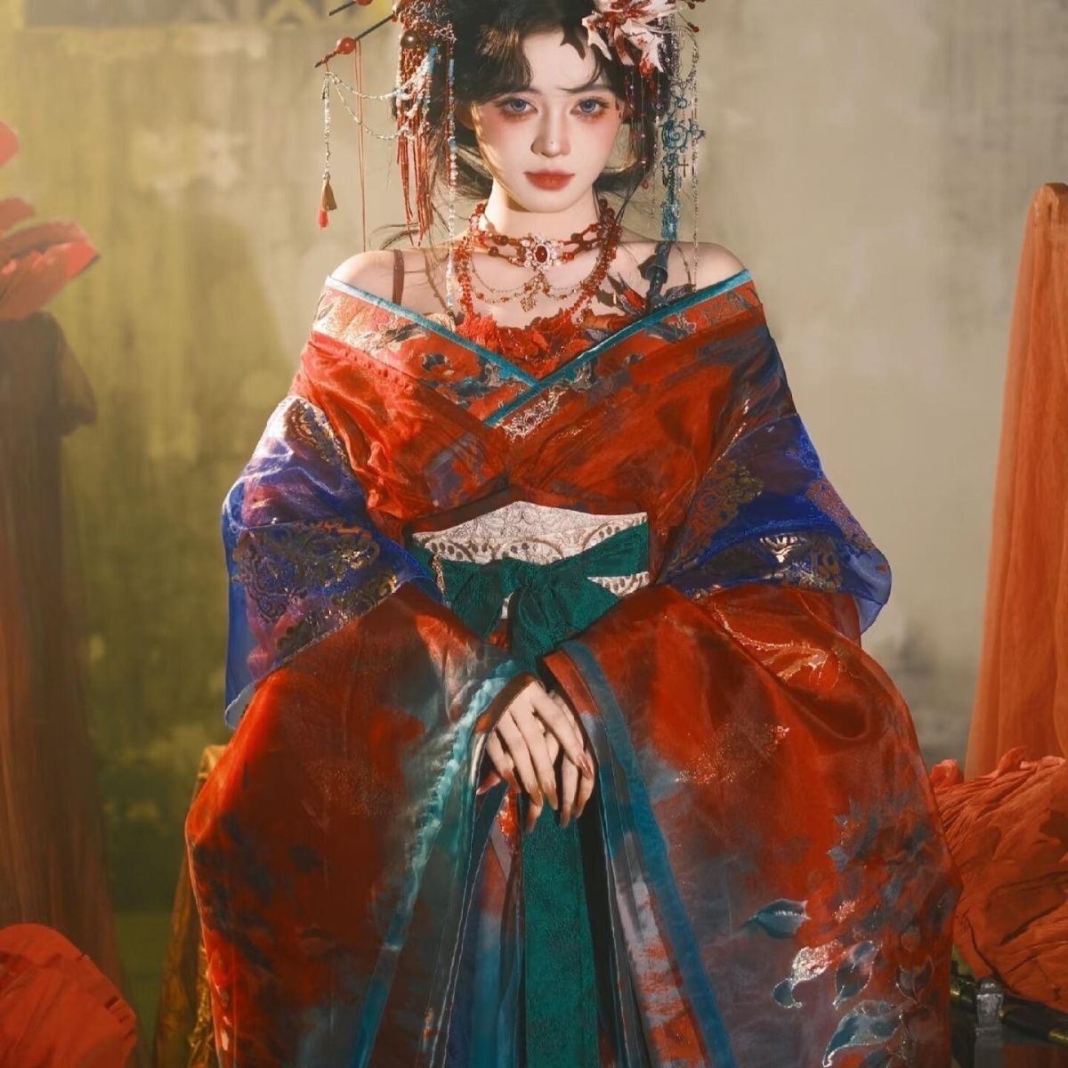 Embroidery Set - Robe Hanfu Traditionnelle Améliorée pour Femme,