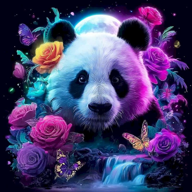 Embroidery Ideas For Bags - GATYZTORY Peinture Diamant Panda Broderie Diamantée