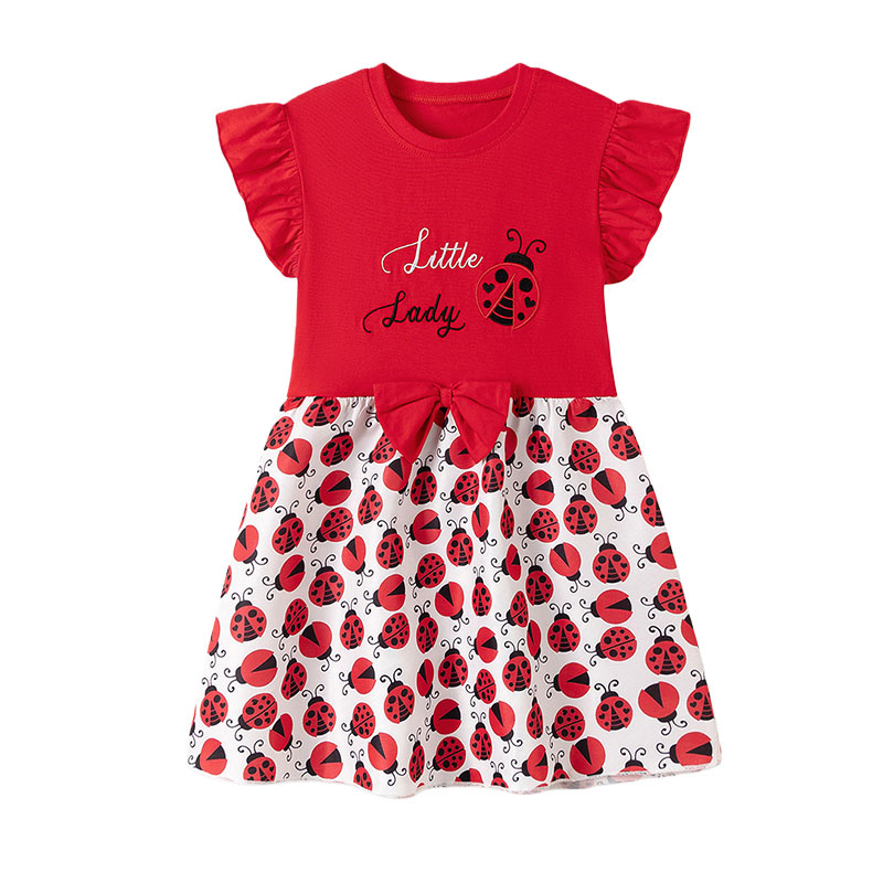 Embroidery Lady Bug - Robes d'été à manches courtes pour