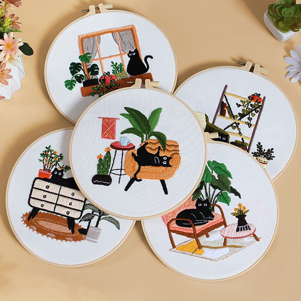 Embroidery Ideas For Bags - Kit de broderie avec motif chat