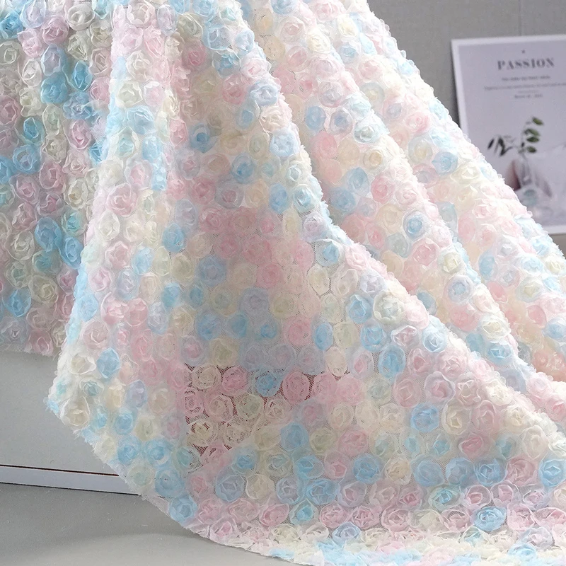 Embroidery Rose - Ruban brodé floral 3D coloré en