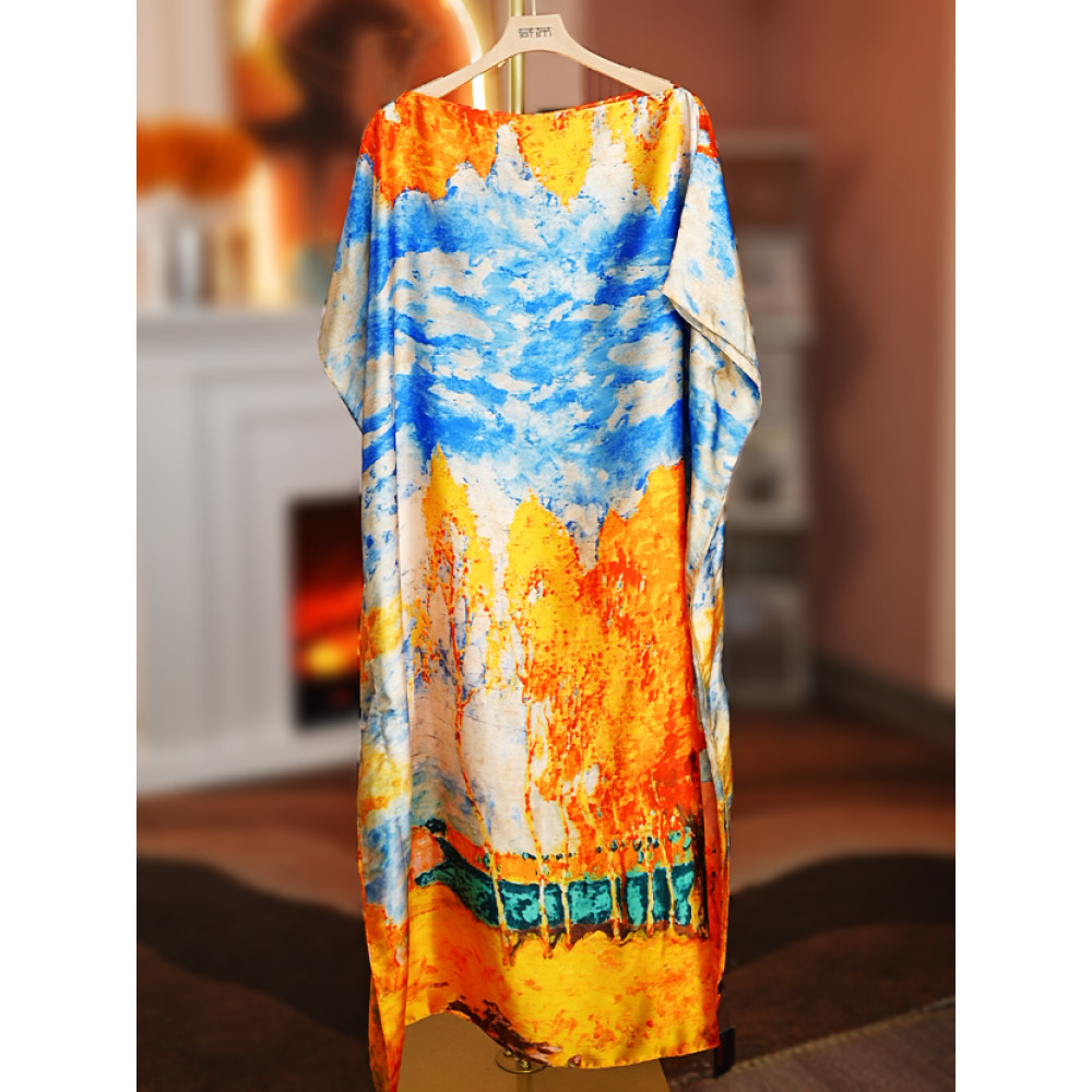 Baju-Robe Longue en Satin, Kaf - Embroidery Baju avis et prix