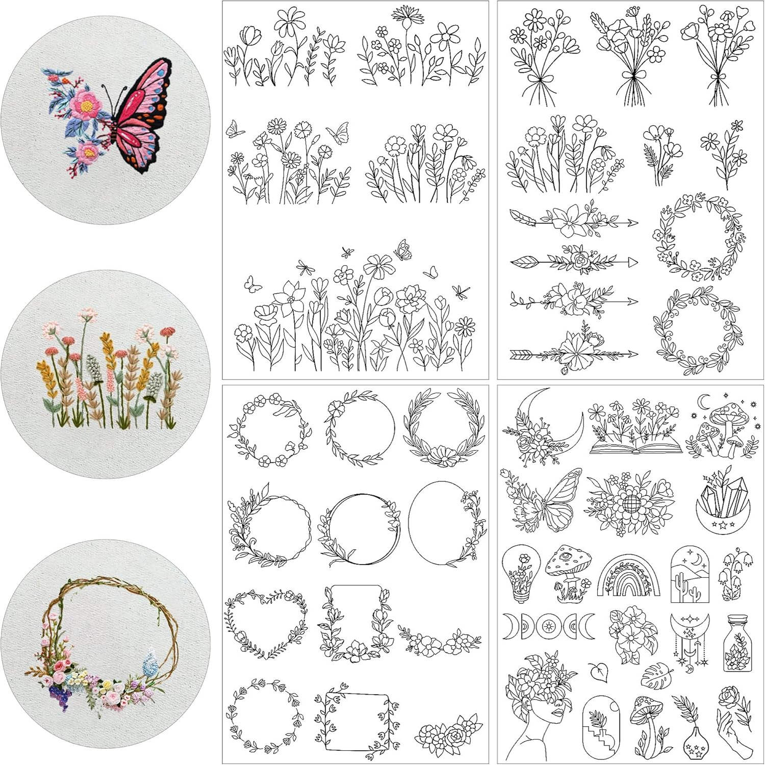 4 feuilles de motif de broderi - Embroidery Web avis et prix