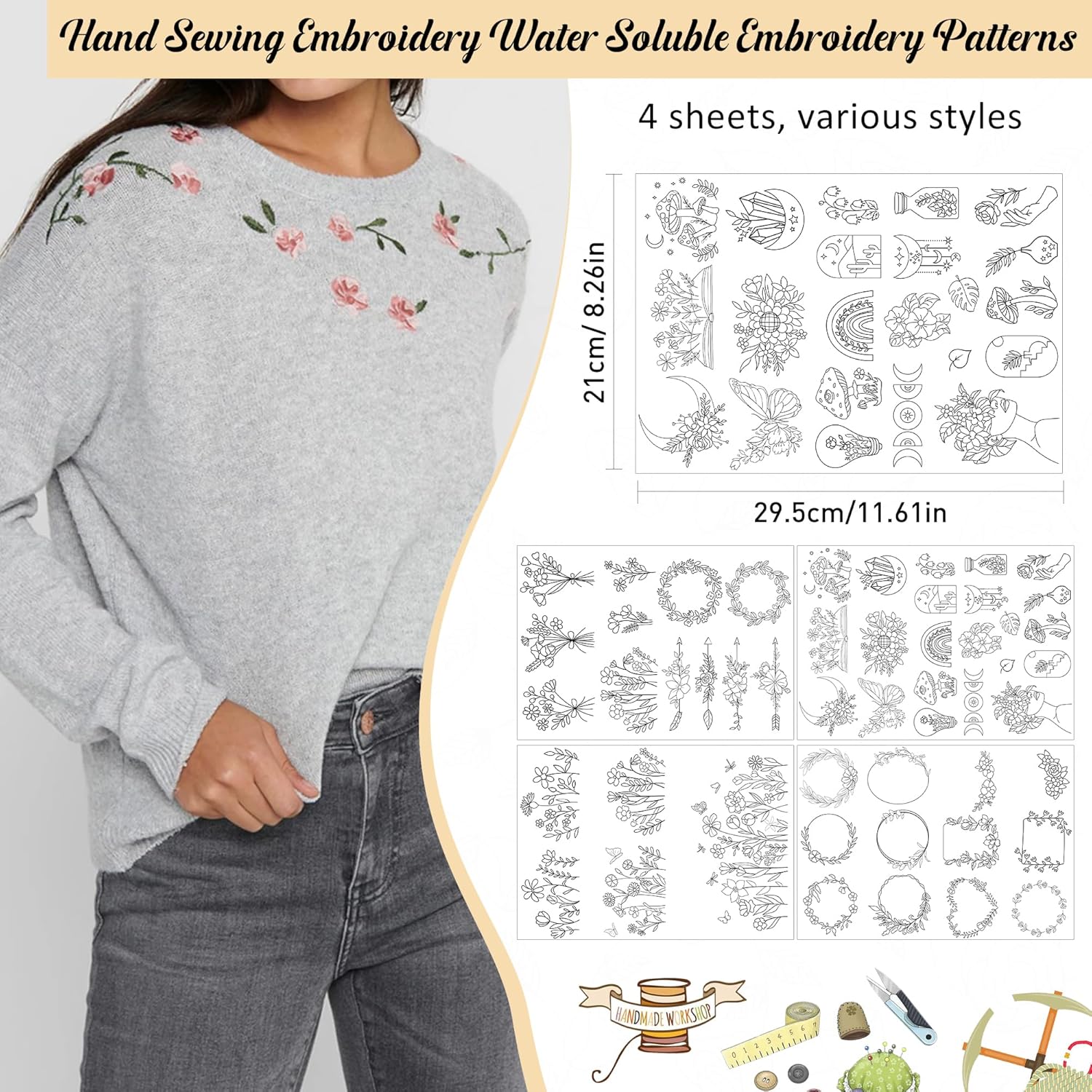 4 feuilles de motif de broderi - Embroidery Web avis et prix