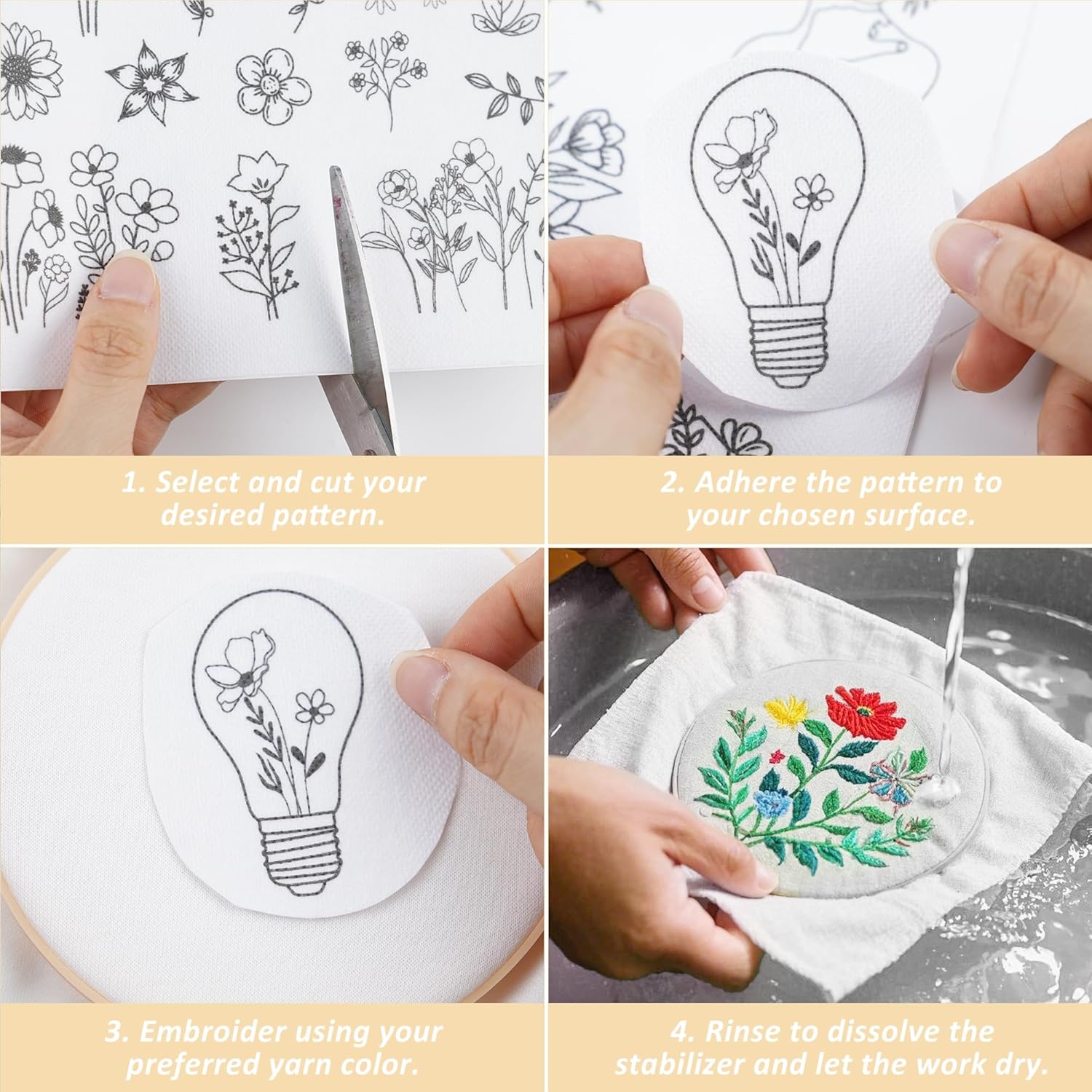 4 feuilles de motif de broderi - Embroidery Web avis et prix