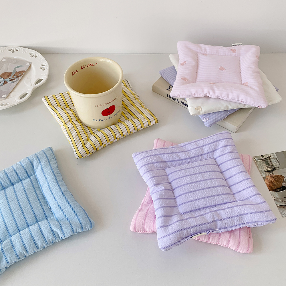 Sous-verre en tissu brodé coul - Embroidery Cream avis et prix